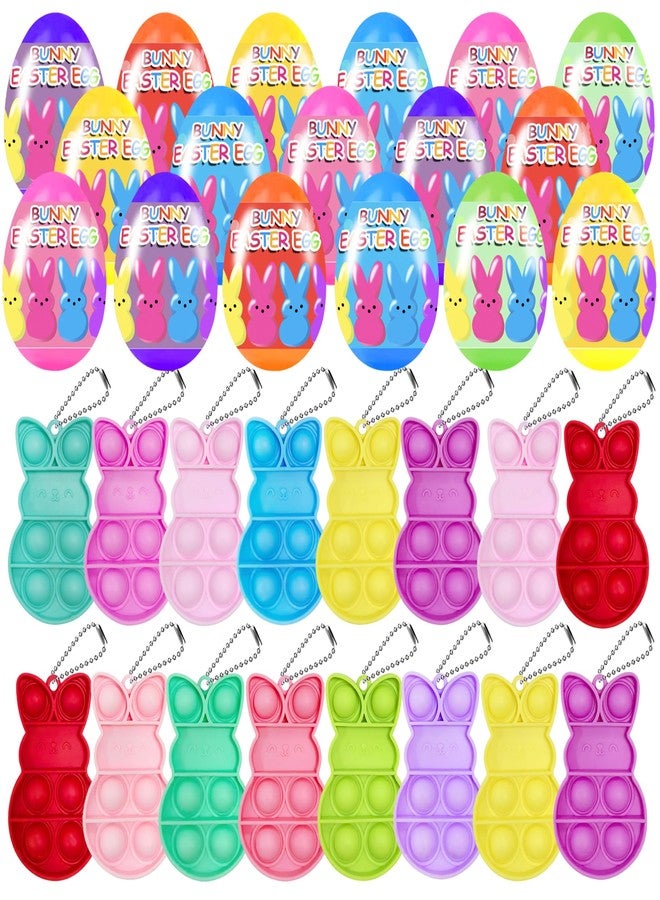 Cherislpy 24 PCS Prefilled Easter Eggs with Bunny Pop Bubble Fidget Keychains Toy Inside for Kids Boys Girls Easter Basket Stuffers Party Favors Easter Egg Hunt - Image 1